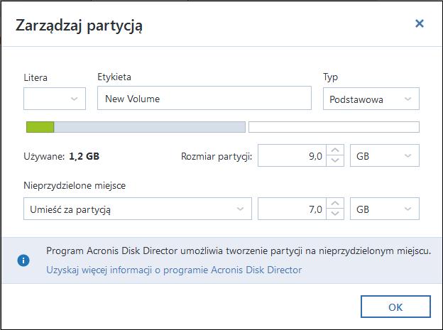 5.1.2.1 Właściwości partycji Podczas odzyskiwania partycji na dysk podstawowy można zmienić właściwości tych partycji.