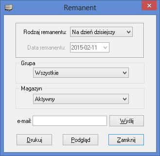 12. ZESTAWIENIA 12.1. REMANENT Remanent jest zestawieniem zawierającym spis wszystkich towarów znajdujących się w magazynie z rozbiciem na różne ceny zakupu danego towaru.