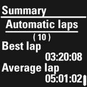 Automatyczne okrążenia Najlepszy czas okrążenia Średni czas okrążenia Naciśnij START, aby wyświetlić więcej informacji.