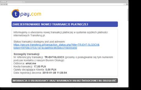 Dzięki EPO możliwe jest również sprawdzenie aktualnego statusu transakcji oraz, w przypadku jakichkolwiek problemów, ponownie jej opłacenie. Raporty w tpay.