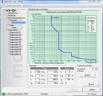 Istnieje również możliwość wyeksportowania ich do programu Moeller Curve Select.