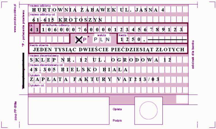 Etap pisemny rozrónia dokumenty zwizane z dziaalnoci gospodarcz, np.: polecenie przelewu, faktura, deklaracja podatkowa. Przykadowe zadanie 2.