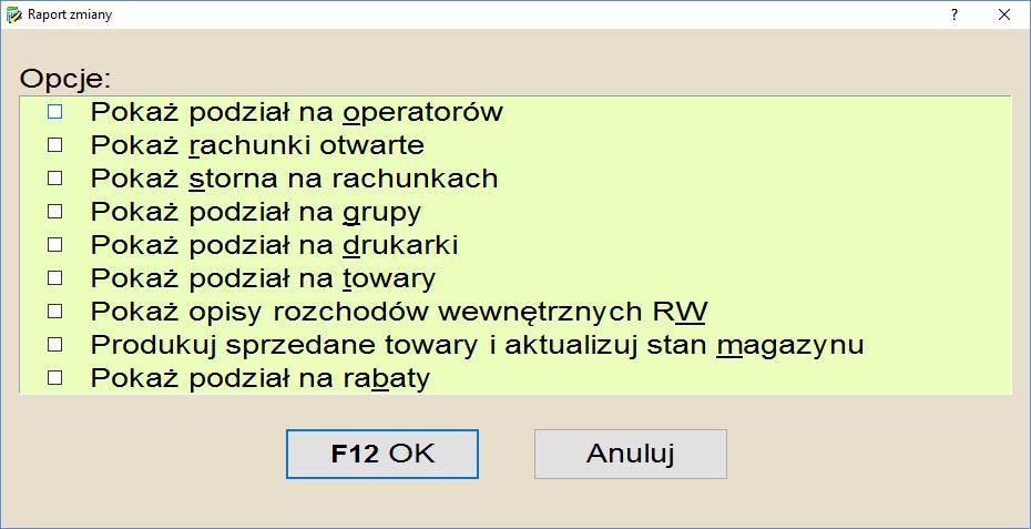 Raport zmiany (poglądowy) \ Raport zmiany Raport zmiany (poglądowy) oraz Raport zmiany, są najważniejszymi raportami drukowanymi w restauracji.