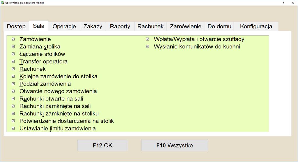 W połączeniu z dostępnymi przyciskami można dowolnie kreować dostęp do