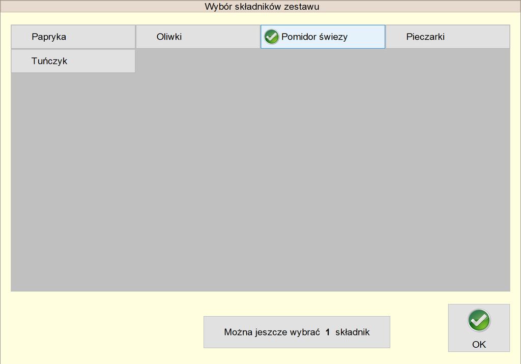 Opcja Składnik ukryty i niewidoczny przy sprzedaży powoduje, że danego składnika nie można usunąć po pobraniu do zamówienia ponieważ jest on niewidoczny.