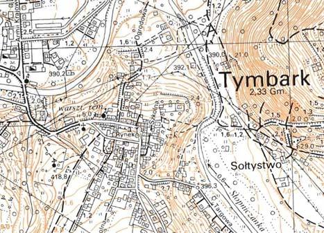 Tymbark on the Austrian military map of Galicia and Bukovina from the years 1861 1864, drawn in the scale 1:28 800. Original in the Kreigsarchiv in Vienna Ryc. 2. Tymbark.