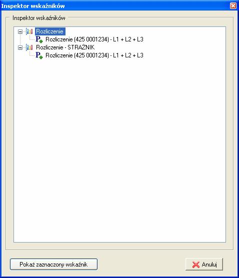 Rys. 96: Okno inspektora wskaźników 11.1.5 Monitor odczytów Monitor odczytów (Rys. 97) moŝna wywołać z menu głównego modułu. Rys.
