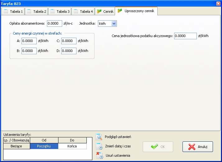 Rys. 25: Okno edycji uproszczonego cennika opłat 5.1.3 Cennik komunalny (opcjonalny) Cennik komunalny jest dołączany opcjonalnie do programu SKADEN wraz z modułem obliczeń finansowych.