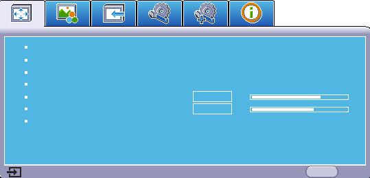 Ikona menu głównego Podświetlenie Podmenu Aktualny sygnał wejściowy Kolor ekranu Format obrazu Korekcja trapezowa Położenie Faza Wielkość horyz. Zoom Analog RGB 16 0 Wył.