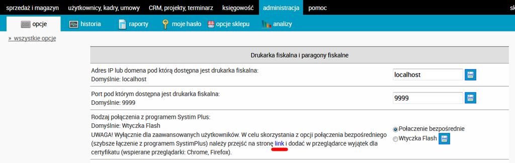 Kolejna zakładka Połącz z drukarką - służy do połączenia drukarki fiskalnej z kontem Systim.