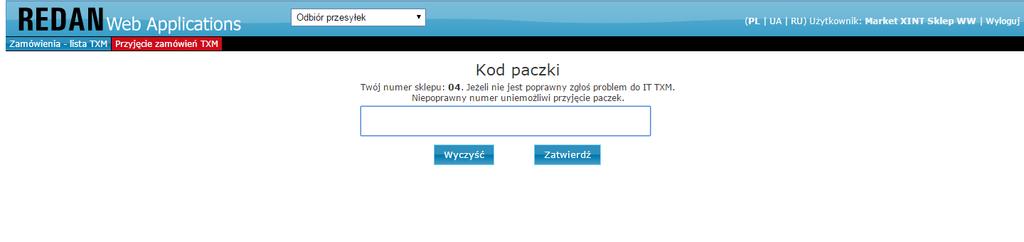 2. Przyjęcie przesyłek przez sklepy TXM Paczki dla zamówień internetowych są dostarczone do sklepu stacjonarnego w torbie z regularnym towarem TXM.