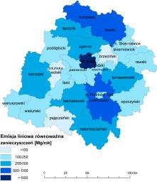 Emisja zanieczyszczeń do powietrza 25 Emisja powierzchniowa pochodząca z niskich emitorów odprowadzających gazowe produkty spalania z domowych palenisk i lokalnych kotłowni węglowych ma w sezonie