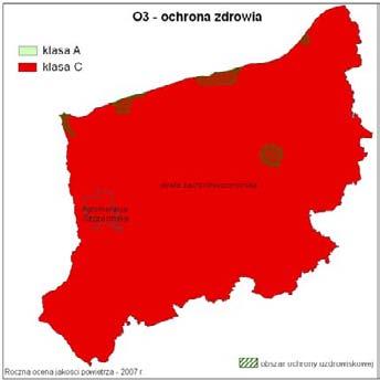 W odniesieniu do poziomów celu długoterminowego dla ozonu: w latach 2005 2007 na obu stanowiskach, w Szczecinie i w Widuchowej, zarejestrowano maksymalne stężenia przekraczające poziom celu