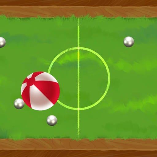 Piłka dla czterech Odbijaj piłkę trafiając ją kulami z wyrzutni i strzelaj gole przeciwnikom.