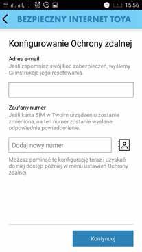 Ostatnim etapem ustawiania Ochrony zdalnej jest wprowadzenie zaufanego numeru, na który zostanie wysłane powiadomienie SMS o zmianie kart SIM w Państwa zagubionym lub skradzionym telefonie.