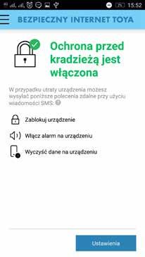 Po skonfigurowaniu urządzenia, ochrona zdalna jest włączona : WAŻNE!