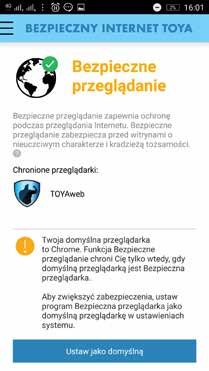 Funkcja działa tylko w przypadku próby otwarcia witryny zawierającej elementy wyłudzające informacje lub złośliwe oprogramowanie. Wówczas dostęp jest blokowany i wyświetlane jest powiadomienie.