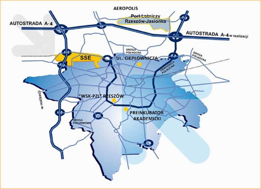 SSE Rzeszów-Dworzysko z układem komunikacyjnym Kolejna podstrefa SSE EURO-PARK MIELEC ( Rzeszów-Dworzysko ) zlokalizowana została na osiedlu Przybyszówka.