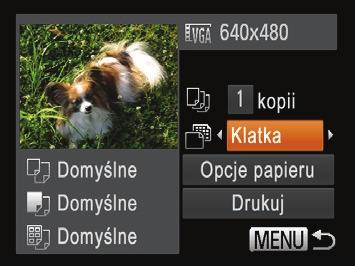 Drukowanie ujęć filmowych Filmy Przejdź do ekranu drukowania. Aby wybrać film, wykonaj czynności podane w punktach w podrozdziale Łatwe drukowanie (= ). Pojawi się ekran widoczny po lewej stronie.