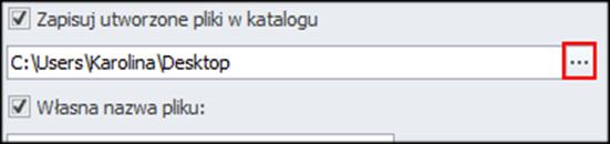 Pole numer 1 Należy wpisać nazwę dla schematu Pule numer 2 Zaznaczenie opcji Zapisuj utworzone pliki w katalogu umożliwi zapis pliku XML lub CSV.