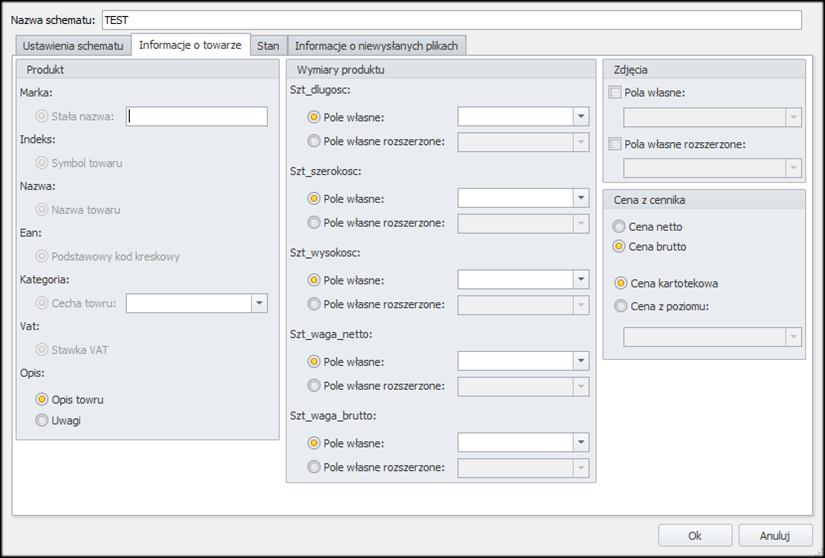 Rysunek 45 Po wyborze tego schematu użytkownik musi zdefiniować wszystkie pola.