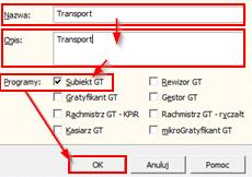 Przesyłka i transport Synchronizator XML W oknie przesyłka użytkownik ma możliwość wybrania usługi, która będzie dodana na dokumencie.