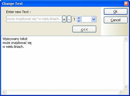 Tekst wieloliniowy Okno wpisywania tekstu wolnego pozwala teraz na wpisanie tekstu wieloliniowego.