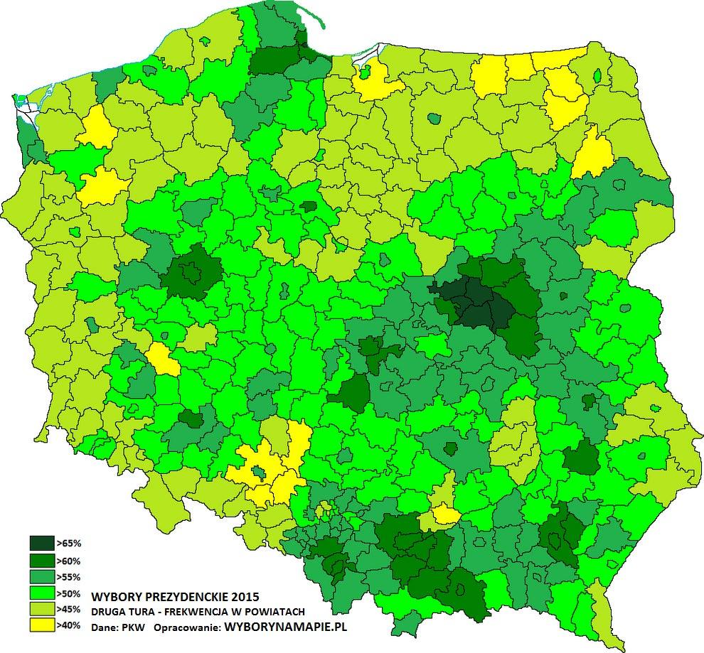 I tak na terenie Polski: najwyższą frekwencję notuje się na obszarach dawnego zaboru austriackiego, głównie w Galicji (województwa małopolskie i podkarpackie oraz południowo-wschodnia część