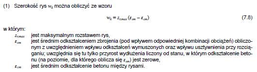 1.3 Zarysowanie Obliczenia szerokości rys: ( ) Lecz nie mniej niż - naprężenie w zbrojeniu,