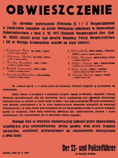 Polacy ratujący Żydów w latach II wojny światowej karta nr 16 Kraków, 23 lutego 1944 r.