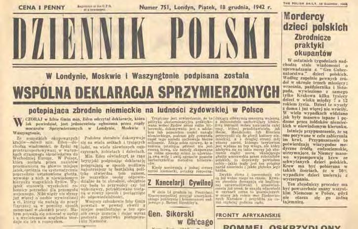 karta nr 58 Polacy ratujący Żydów w latach II wojny światowej Wspólna Deklaracja Sprzymierzonych efekt