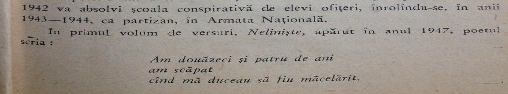 Pierwszy tekst wiersz Prędzej został opublikowany w języku rumuńskim w roku 1959 przez Dana Grigorescu, potem dołączyli kolejni