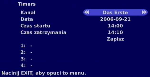 OBSŁUGA Za pomocą przycisków wybrać wymaganą audycję. Wybrana audycja zostanie podświetlona jasnoniebieskim tłem. Przyciskiem (czerwony punkt) można przejąć wymaganą audycję do ustawień timera.