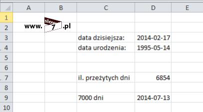 zadać sobie takie o to pytanie W jaki dzień przypada siedmio tysięczny dzień mojego