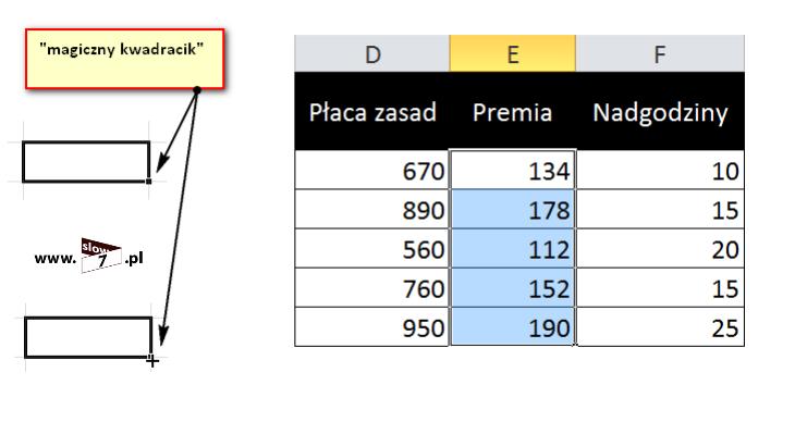 8 (Pobrane z slow7.pl) Jak widać powyżej komórki zapełniły się wynikami. Wytłumaczmy sobie krok po kroku co tak naprawdę się stało.