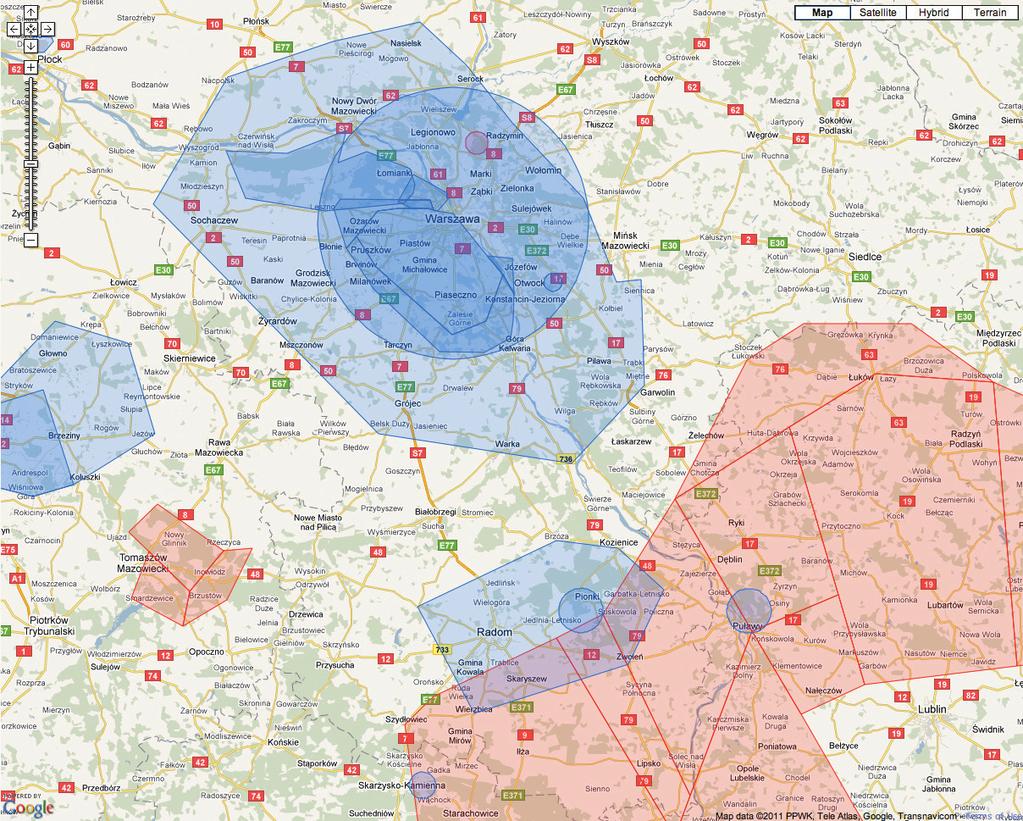 przez wojsko, szybowników, czy spadochroniarzy) na dany dzień, oraz strefy stałe, które obowiązują przez 24 godziny na dobę (takie jak strefy lotnisk komunikacyjnych, czy strefy obiektów chronionych