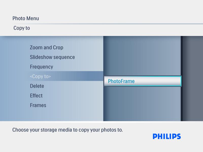 8 Naciśnij przycisk Odtwarzaj/OK (Play/ OK). Uwaga: Cyfrowa ramka na zdjęcia ma bardzo ograniczoną przestrzeń do przechowywania zdjęć. Może przechowywać jedynie 1-3 zdjęcia.