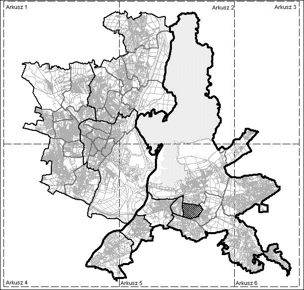 Osiedle zabudowy mieszkaniowej głównie wielorodzinnej wysokiej intensywności z ciągiem terenów usługowych (z wielkopowierzchniowymi obiektami handlowymi) i produkcyjnoskładowych zlokalizowanych