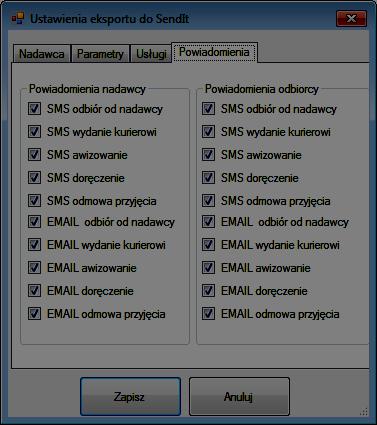 Ilustracja 20: Konfiguracja powiadomień w SendIt 3.2.6 UPS Za pomocą aplikacji ProstaPaczka możliwy jest eksport danych do kuriera UPS.
