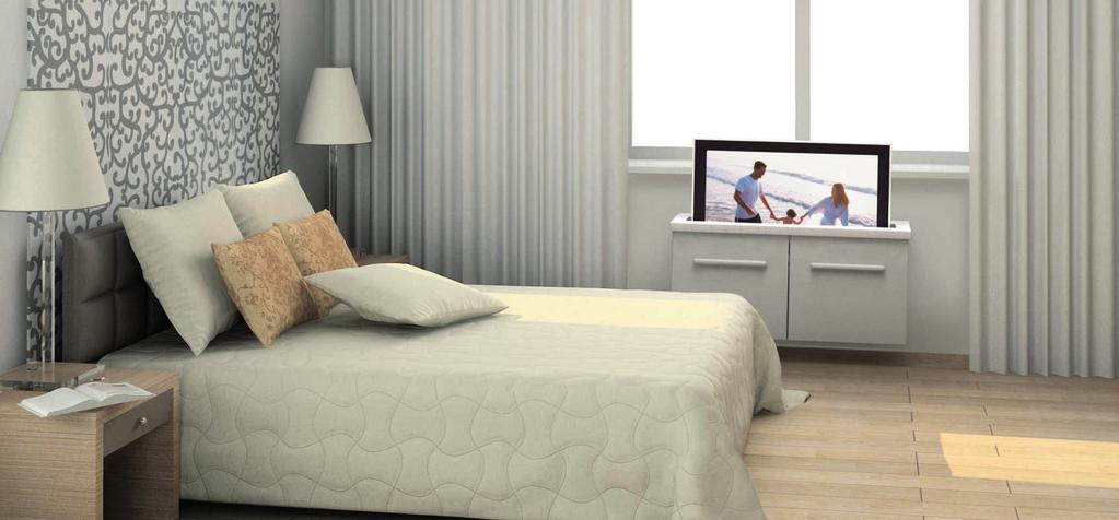 Podnosnik telewizyjny do sypialni Zastosowanie w sypialni jest bardzo podobne, jak w przypadku podnośnika telewizyjnego do salonu.