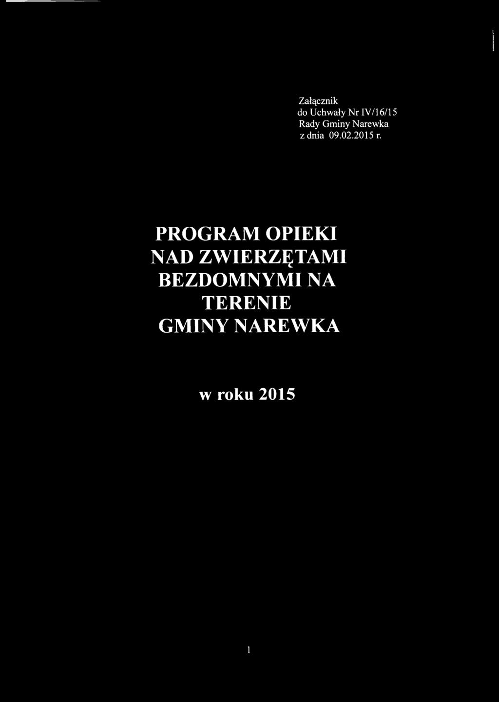 PROGRAM OPIEKI NAD ZWIERZĘTAMI