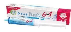 24 90 14 90 Dent Fresh zestaw startowy Opakowanie Start Pack zawiera: 50 ml koncentratu w strzykawce oraz butelkę 1 l z dozownikiem Dent Fresh to jedyny na rynku koncentrat specjalistycznego