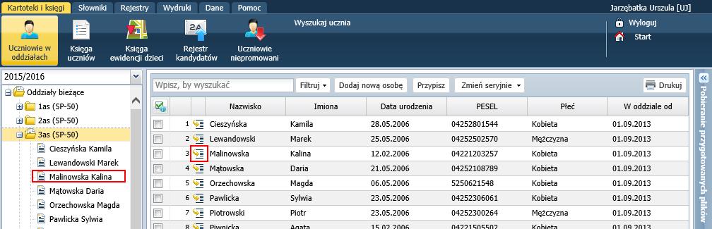 UONET+. Gromadzenie danych uczniów 8/20 Kartoteka ucznia Każdy uczeń wprowadzony do bazy ma zakładaną kartotekę, z poziomu której dostępne są wszystkie jego dane.