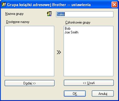 Oprogramowanie Brother PC-FAX (modele MFC-9460CDN, MFC-9465CDN i MFC-9970CDW) Konfigurowanie grupy odbiorców 6 Możesz utworzyć grupę odbiorców, która umożliwia wysłanie tego samego PC-FAKSU