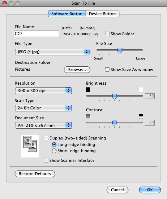 ControlCenter2 Plik 10 Funkcja Scan to File (Skanuj do pliku) umożliwia zeskanowanie obrazu w dowolnym formacie pliku do folderu na twardym dysku.