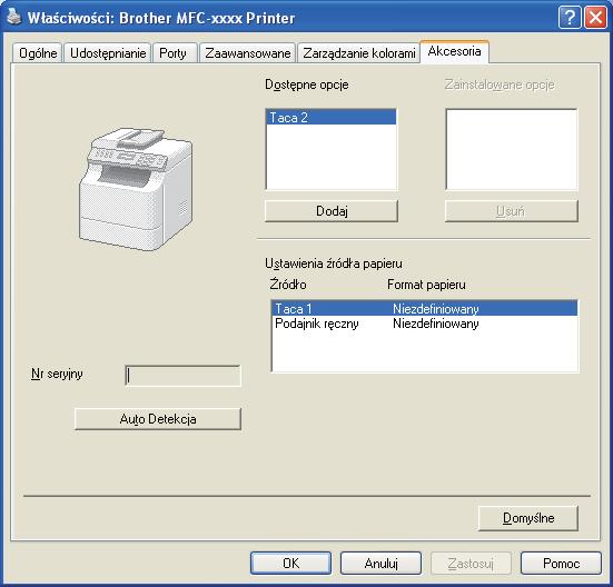 Drukowanie Karta Akcesoria 2 Aby uzyskać dostęp do karty Akcesoria, patrz Uzyskiwanie dostępu do ustawień sterownika drukarki na stronie 17.