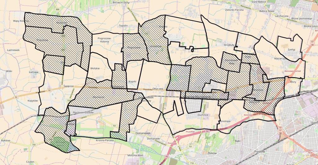 Rysunek 8:Obszary o nasilonych zjawiskach kryzysowych w sferze gospodarczej, przestrzenno-funkcjonalnej, środowiskowej oraz technicznej opracowanie własne 4.