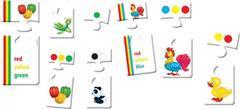 English words kolory Podczas dobierania podpisu i obrazka dzieci w naturalny sposób poznają i zapamiętują zapis 30 angielskich słówek.