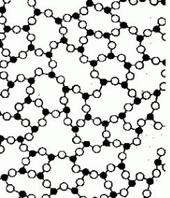 Porządek bliskiego zasięgu Al 2 O 3 Bliski porządek: ciała bezpostaciowe (amorficzne), przechłodzone ciecze każdy biały atom ma 2 czarnych sąsiadów każdy czarny atom
