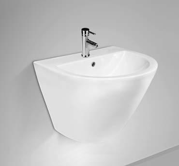 720,77) Umywalka wisząca INGLO - kolor: biały - materiał: ceramika - mocowana do ściany - z otworem na baterię -